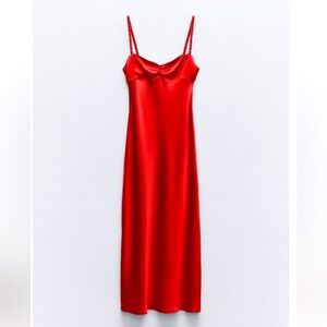 NWOT Zara Red satin cocktail dress
